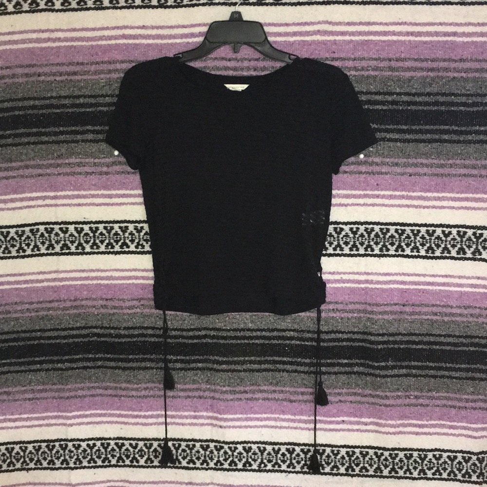 Black soft textured short sleeve